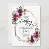 Boho bordo geometrische bruiloft uitnodiging (Voorkant)