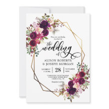 Boho bordo geometrische bruiloft uitnodiging