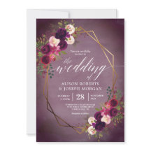 Boho bordo geometrische bruiloft uitnodiging