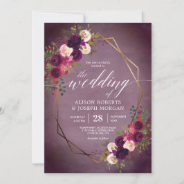 Boho bordo geometrische bruiloft uitnodiging