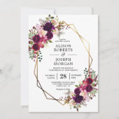 Boho bordo geometrische bruiloft uitnodiging (Voorkant)