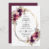 Boho bordo geometrische bruiloft uitnodiging (Voorkant / Achterkant)