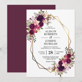 Boho bordo geometrische bruiloft uitnodiging