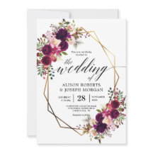 Boho bordo geometrische bruiloft uitnodiging