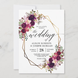 Boho bordo geometrische bruiloft uitnodiging