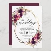 Boho bordo geometrische bruiloft uitnodiging (Voorkant / Achterkant)