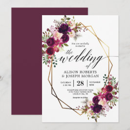 Boho bordo geometrische bruiloft uitnodiging