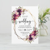 Boho bordo geometrische bruiloft uitnodiging (Staand voorkant)