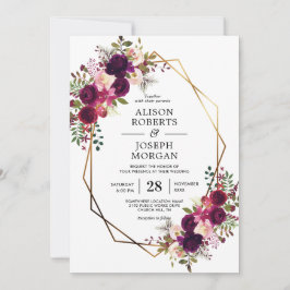 Boho bordo geometrische bruiloft uitnodiging