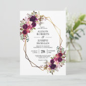 Boho bordo geometrische bruiloft uitnodiging (Staand voorkant)