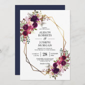 Boho bordo geometrische bruiloft uitnodiging (Voorkant / Achterkant)