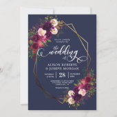 Boho bordo geometrische bruiloft uitnodiging (Voorkant)