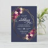 Boho bordo geometrische bruiloft uitnodiging (Staand voorkant)