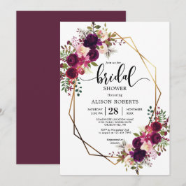 Boho bordo geometrische bruiloft vrijgezellenfeest kaart