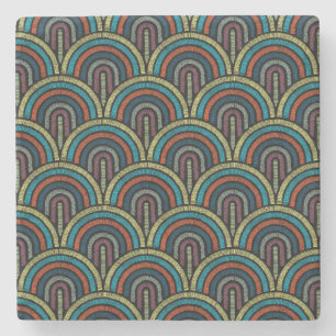 Boho borduurwerk boogpatroon marmeren Onderzetter