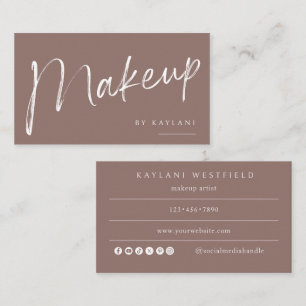 Boho Borstel Make-up Zakelijke Kaart Schoonheidsku Visitekaartje