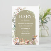Boho bos bosdieren baby shower kaart (Staand voorkant)
