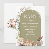 Boho bos bosdieren baby shower kaart (Voorkant / Achterkant)