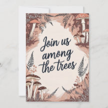 Boho Bos Bruiloftskaart met Paddenstoelen & Vrouwe