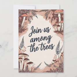 Boho Bos Bruiloftskaart met Paddenstoelen & Vrouwe Kaart