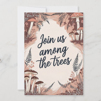 Boho Bos Bruiloftskaart met Paddenstoelen & Vrouwe Kaart