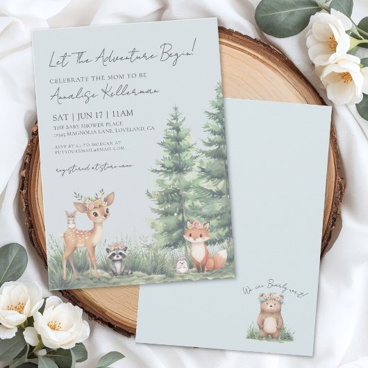 Boho bos dier bos baby shower kaart