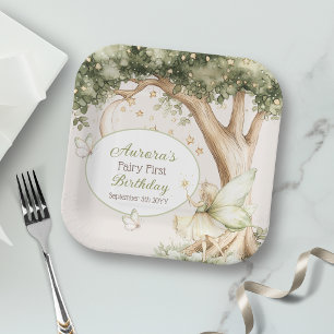 Boho bos feeërieke eerste verjaardag  papieren bordje