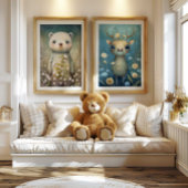 Boho-bos herten muurdecoratie voor de kinderkamer poster