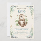boho bos Otters groen baby shower Kaart (Voorkant)