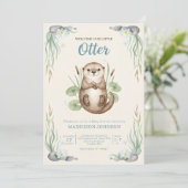 boho bos Otters groen baby shower Kaart (Staand voorkant)