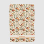 Boho Bos Paddenstoel Patroon Golfhanddoek (Voorkant)