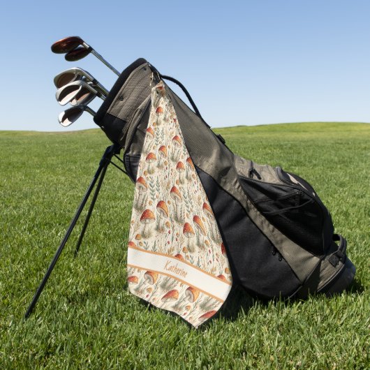Boho Bos Paddenstoel Patroon Golfhanddoek (Groen)