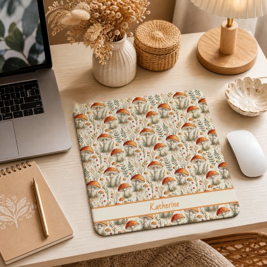 Boho Bos Paddenstoel Patroon Muismat