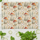 Boho Bos Paddenstoel Patroon Theedoek (Gevouwen)