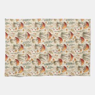 Boho Bos Paddenstoel Patroon Theedoek