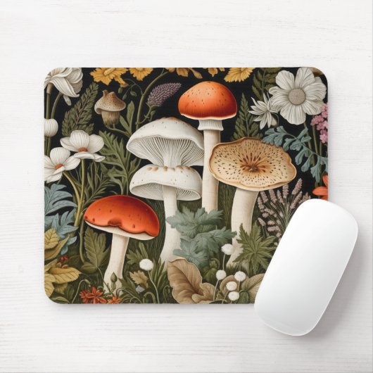 Boho bos paddenstoelen wilde bloementuin sporten muismat (Met muis)
