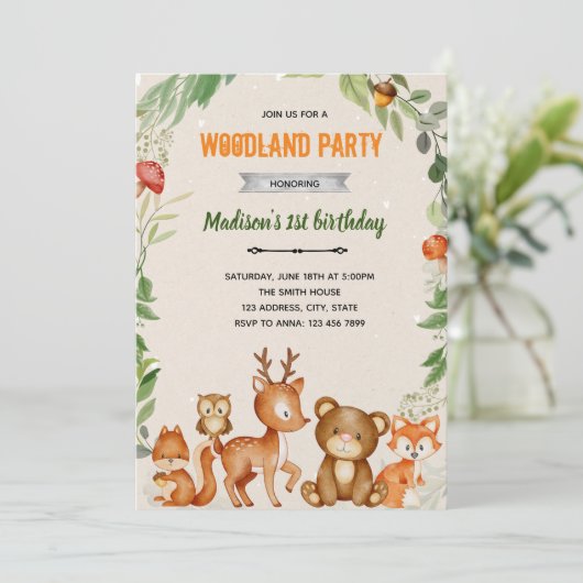 Boho bos shower uitnodiging (Staand voorkant)