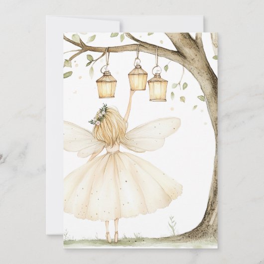 Boho bos waterverf Fairy Eerste verjaardag Kaart (Achterkant)