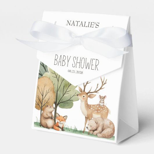 Boho Bosdieren Baby Shower Bedankdoosjes (Voorkant Zijde)