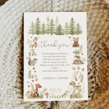 Boho Bosdieren Baby Shower Bedankkaart