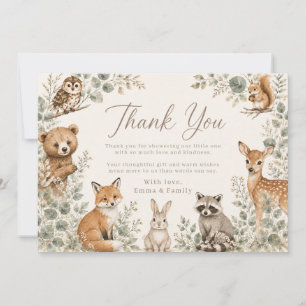 Boho Bosdieren Baby Shower Bedankkaart