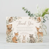 Boho Bosdieren Baby Shower Bedankkaart (Staand voorkant)