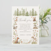 Boho Bosdieren Baby Shower Bedankkaart (Staand voorkant)