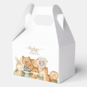 Boho bosdieren Baby Shower Bloemenscript Bedankdoosjes (Achterkant)