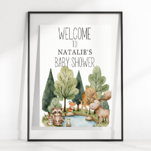 Boho bosdieren baby shower bord poster