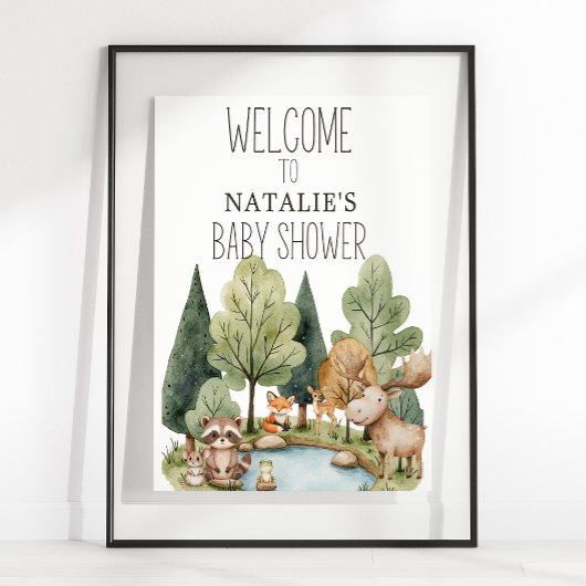 Boho bosdieren baby shower bord poster
