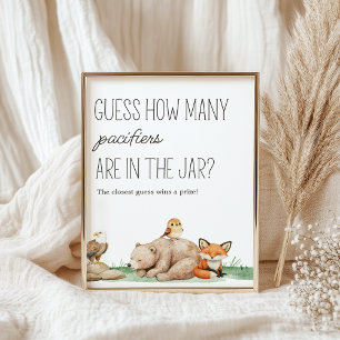 Boho bosdieren baby shower raadspel bord poster