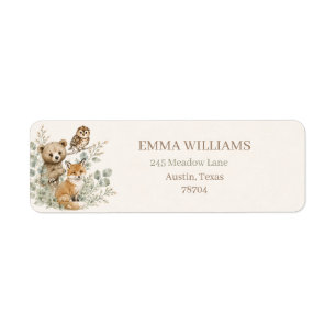 Boho Bosdieren Baby Shower Retouradres Etiket