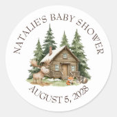 Boho Bosdieren Baby Shower Ronde Sticker (Voorkant)