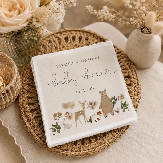 Boho bosdieren baby shower servetten